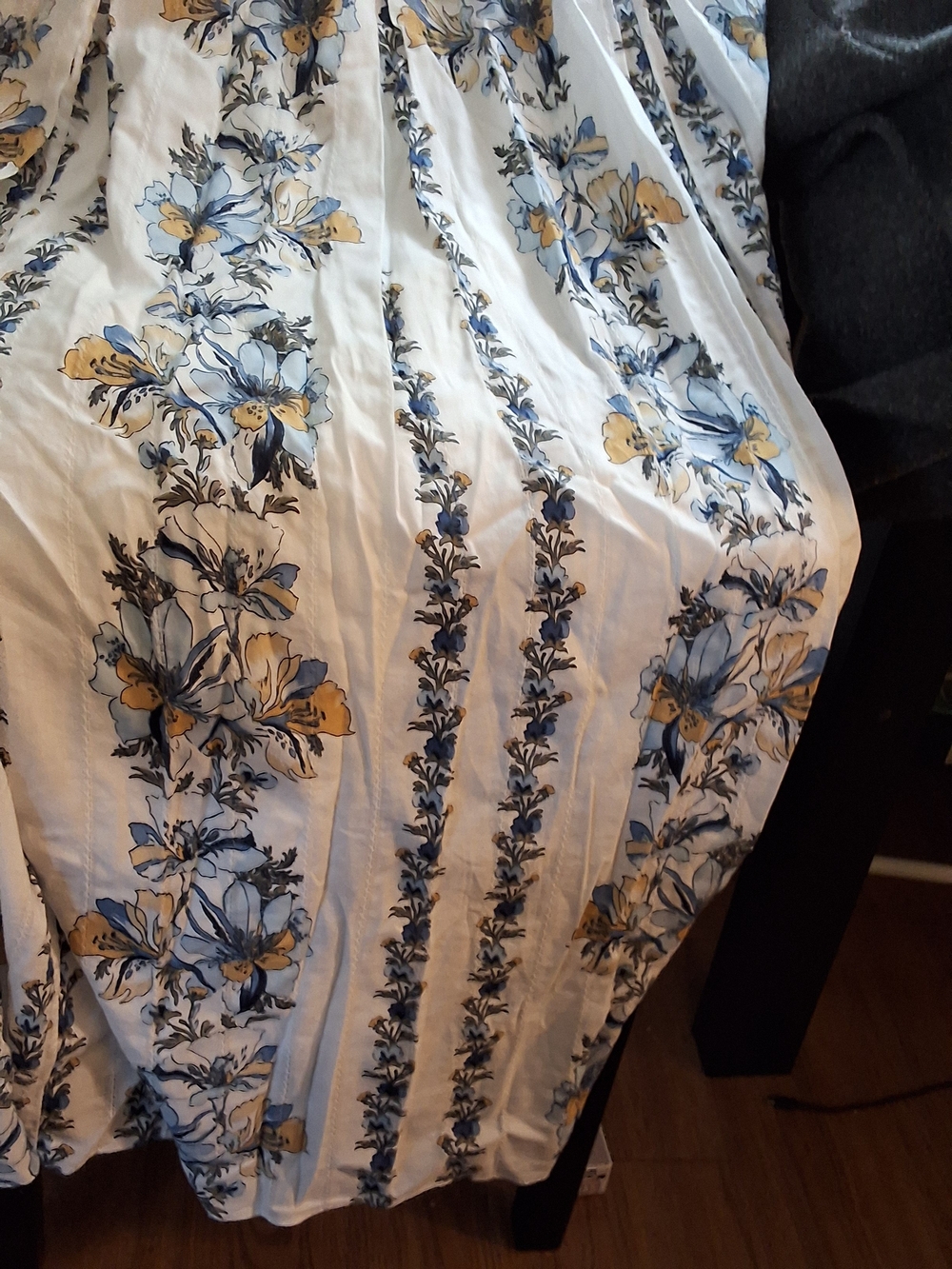 Lane Bryant White Maxi Dress with Blue and Yellow Floral Stripe
